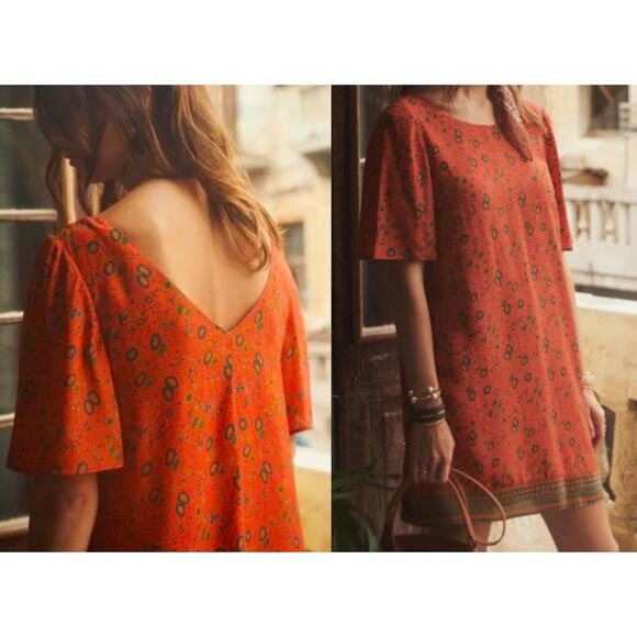 Sézane | Sezane | Robe Fanny / Silk Fanny Dress Terracotta Floral | Sz 38/6 - Picture 1 of 11